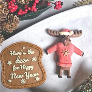 Silicone mold - Christmas deer with text