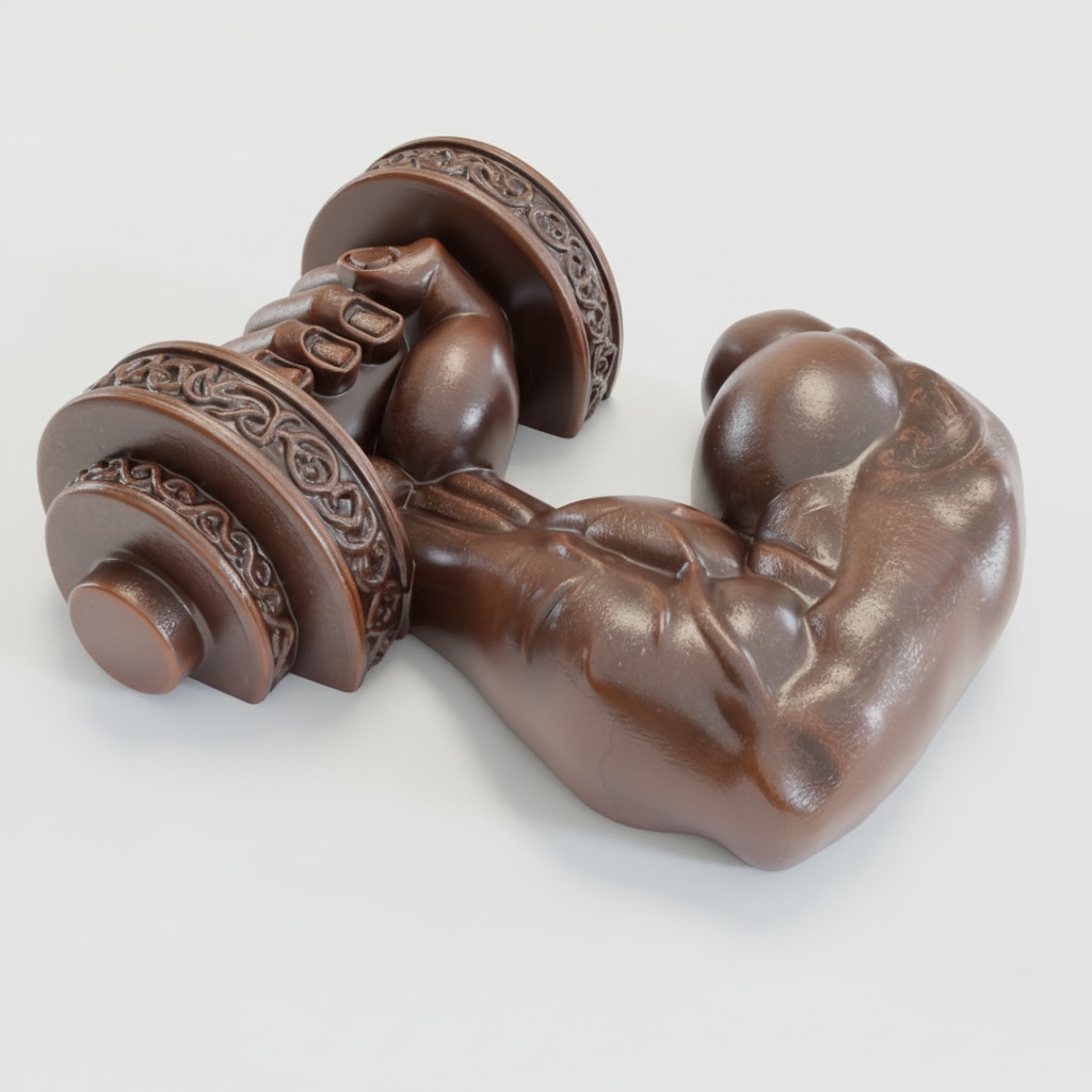 Мужская рука с гантелью